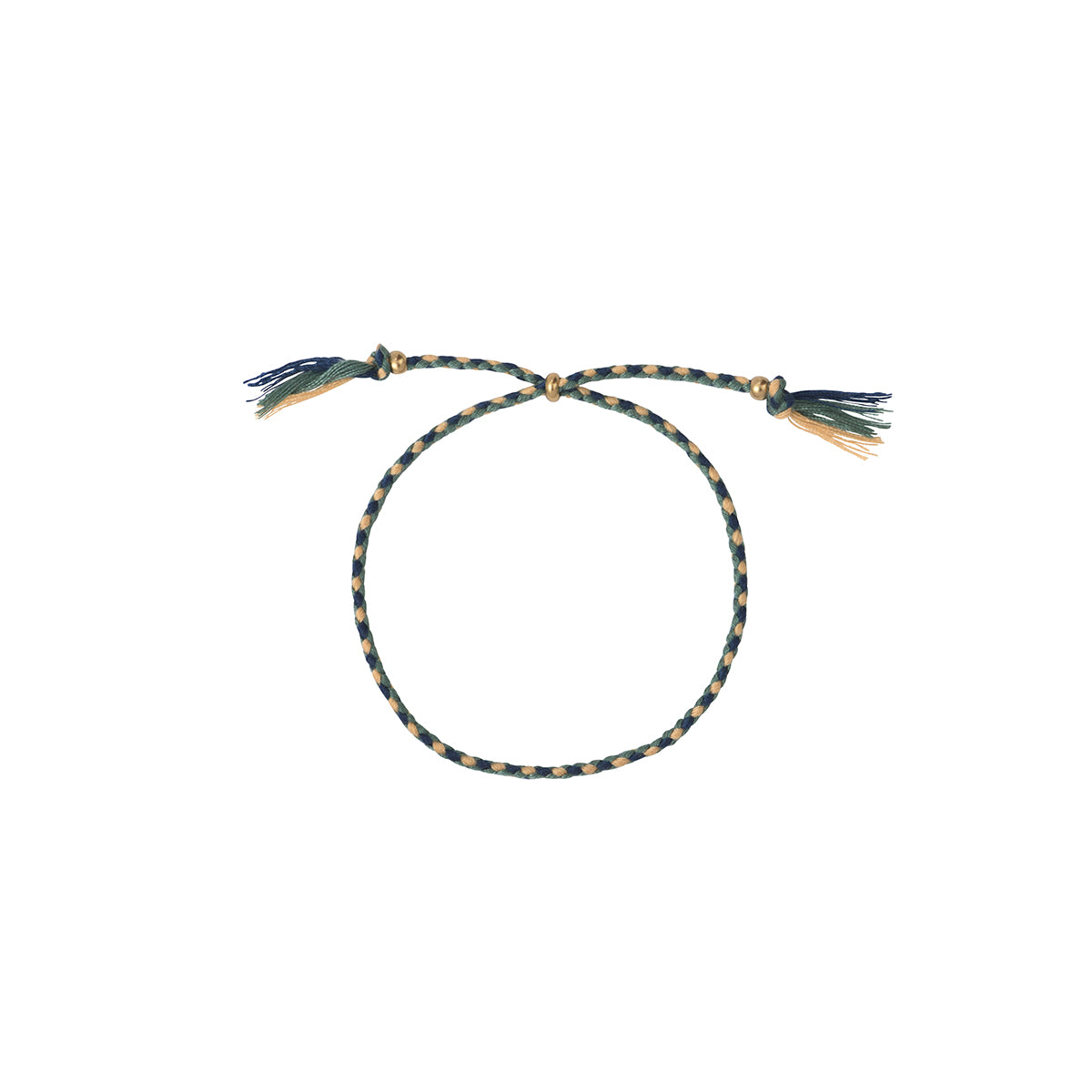 BRACELET CORDON MARINE/BEIGE/VERT DORÉ - ISLA