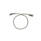 BRACELET CORDON MARINE/BEIGE/VERT DORÉ - ISLA