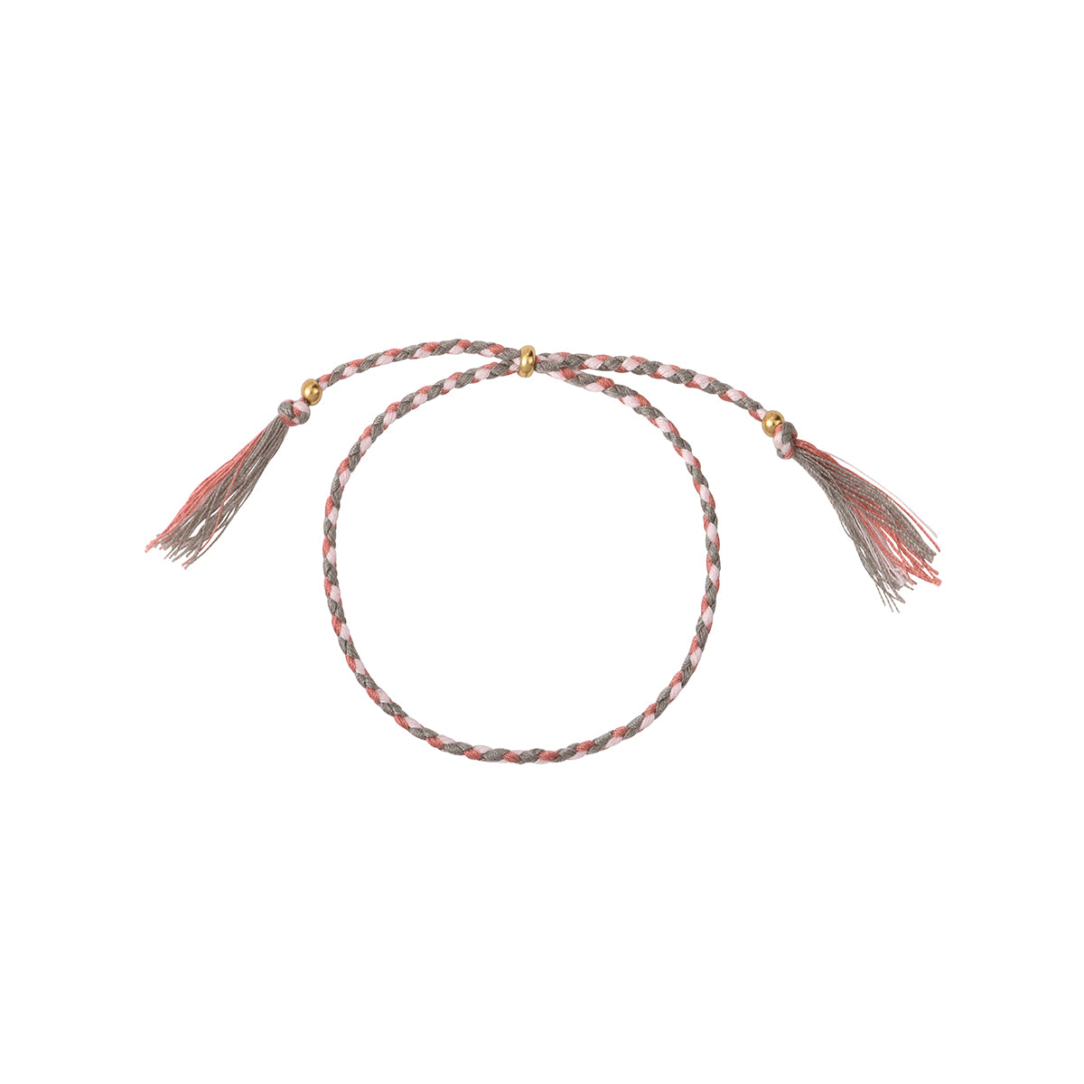 BRACELET CORDON GRIS/ROSE/VIEUX ROSE DORÉ - ISLA