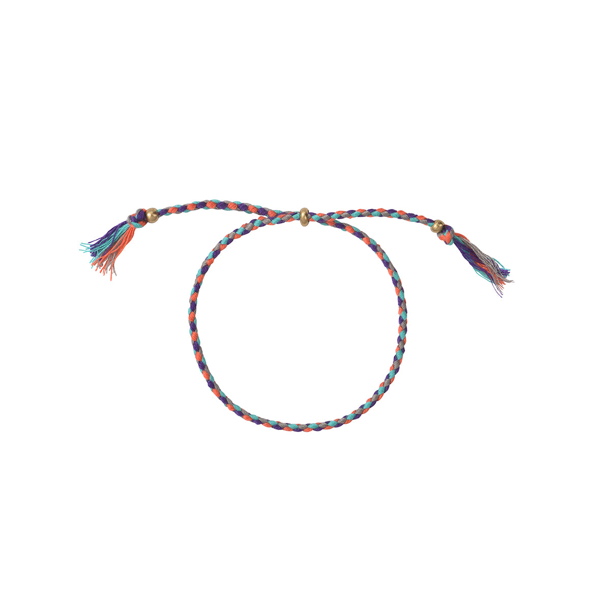 BRACELET CORDON VIOLET/BLEU CIEL/ROUILLE  DORÉ- ISLA
