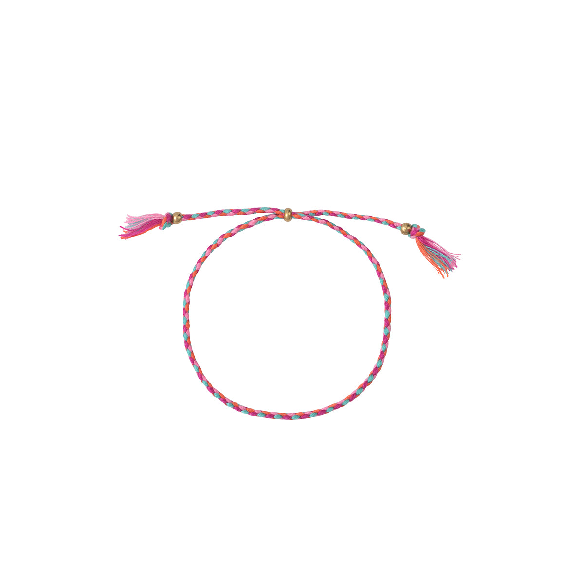 BRACELET CORDON FUSHIA/BLEU CIEL/ROUILLE DORÉ - ISLA