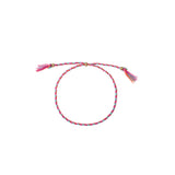 BRACELET CORDON FUSHIA/BLEU CIEL/ROUILLE DORÉ - ISLA