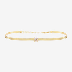 Collier choker doré simple blanc - KALISTA