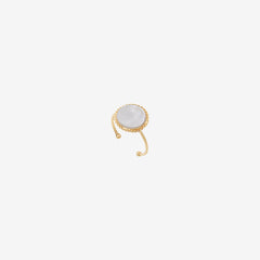 Bague nacre blanche plaquée or - LADY