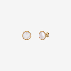 Boucles d'oreilles dorées nacre blanche - LADY