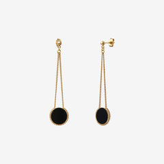 Boucles d'oreilles dorées onyx longues - LADY