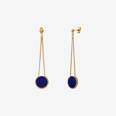 Boucles d'oreilles dorées lapis lazuli longues - LADY