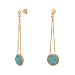 BOUCLES D'OREILLES AMAZONITE LONGUES DORÉES - LADY
