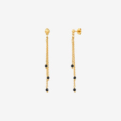 Boucles d'oreilles dorées spinelle noire - MILADY