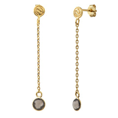 BOUCLES D'OREILLES LONGUES MOOREA QUARTZ FUME