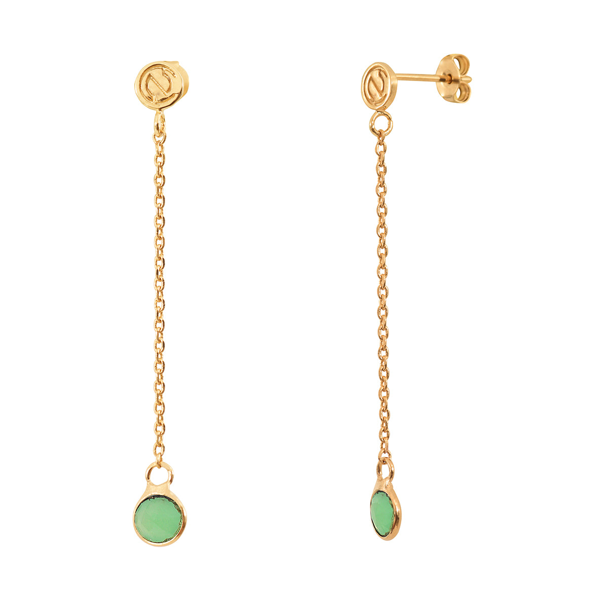 BOUCLES D'OREILLES LONGUES MOOREA CHRYSOPRASE