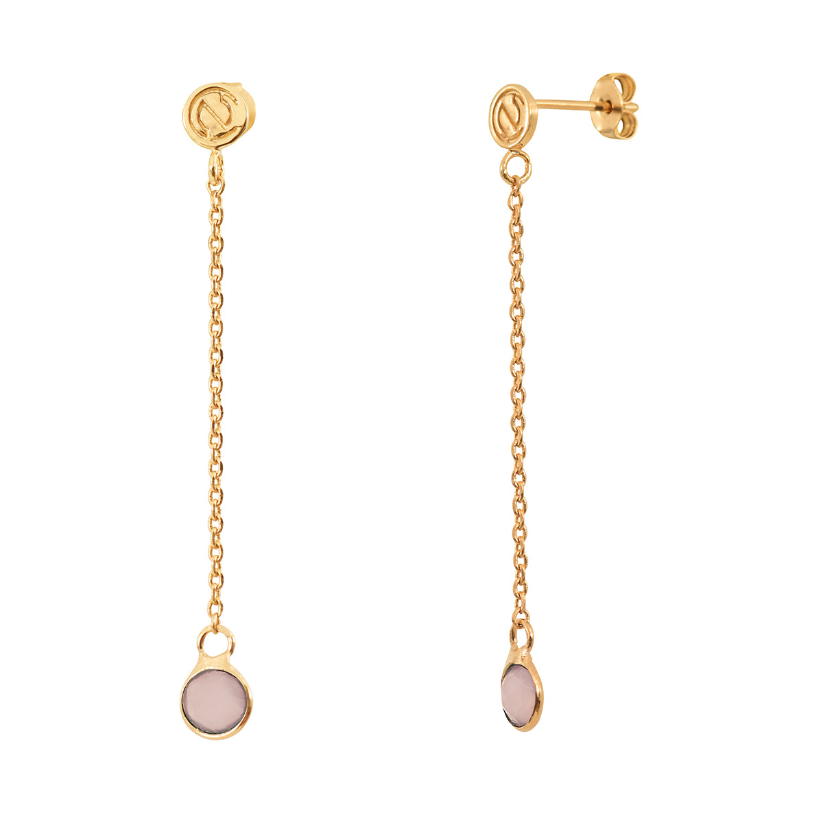 BOUCLES D'OREILLES LONGUES MOOREA CALCEDOINE ROSE