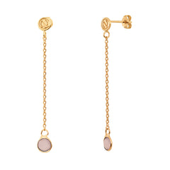 BOUCLES D'OREILLES LONGUES MOOREA CALCEDOINE ROSE