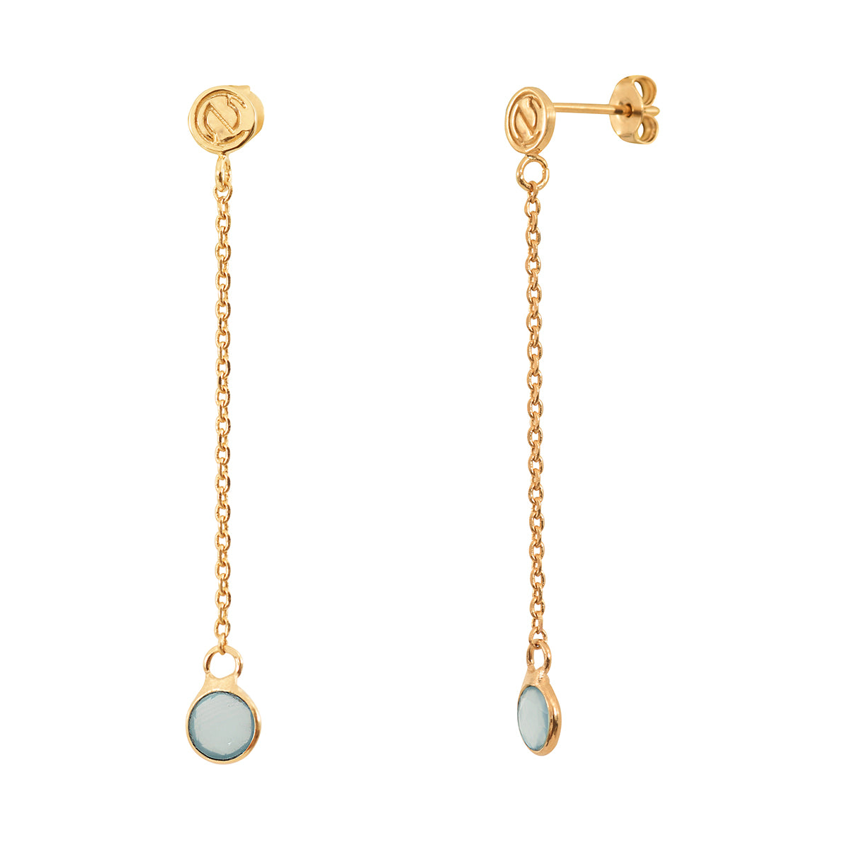 BOUCLES D'OREILLES LONGUES MOOREA CALCEDOINE BLEUE