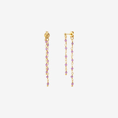 Boucles d'oreilles dorées double améthyste - ROXANE