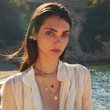 GOLD-PLATED BLUE CHALCEDONY NECKLACE - SMALL MODEL SETTING