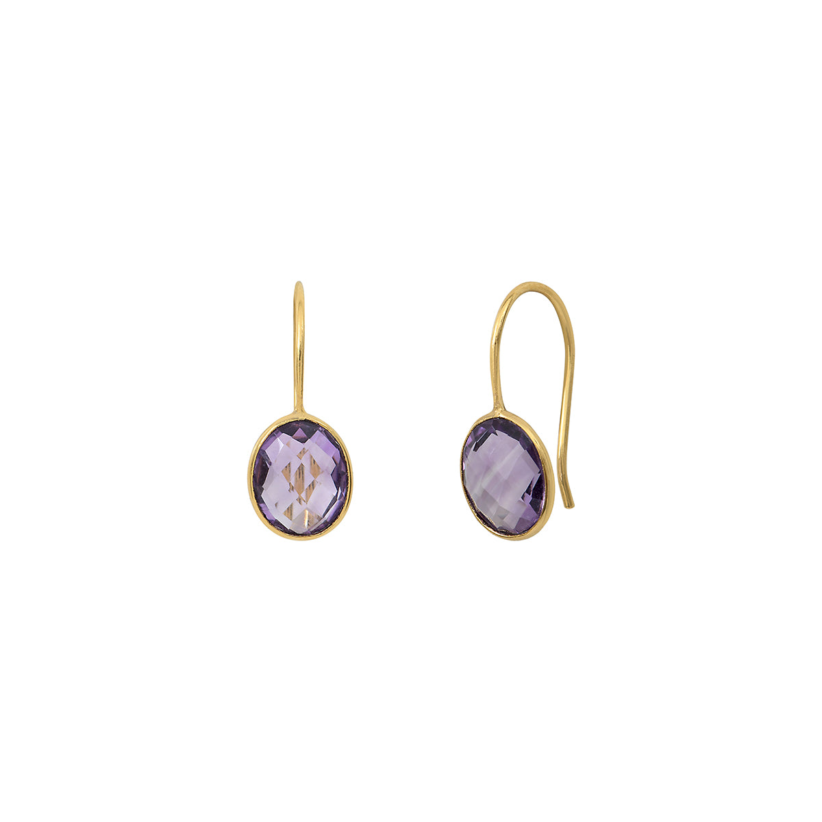 BOUCLES D'OREILLES DORÉES AMÉTHYSTE - SERTI PM