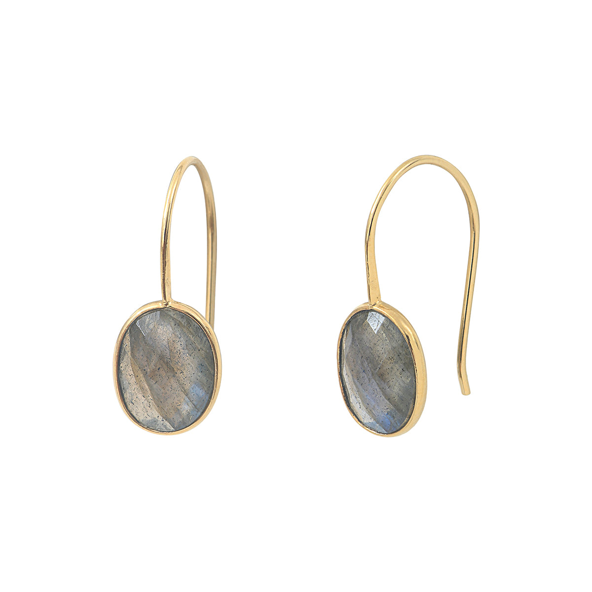 BOUCLES D'OREILLES DORÉES LABRADORITE - SERTI PM