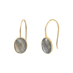 BOUCLES D'OREILLES DORÉES LABRADORITE - SERTI PM