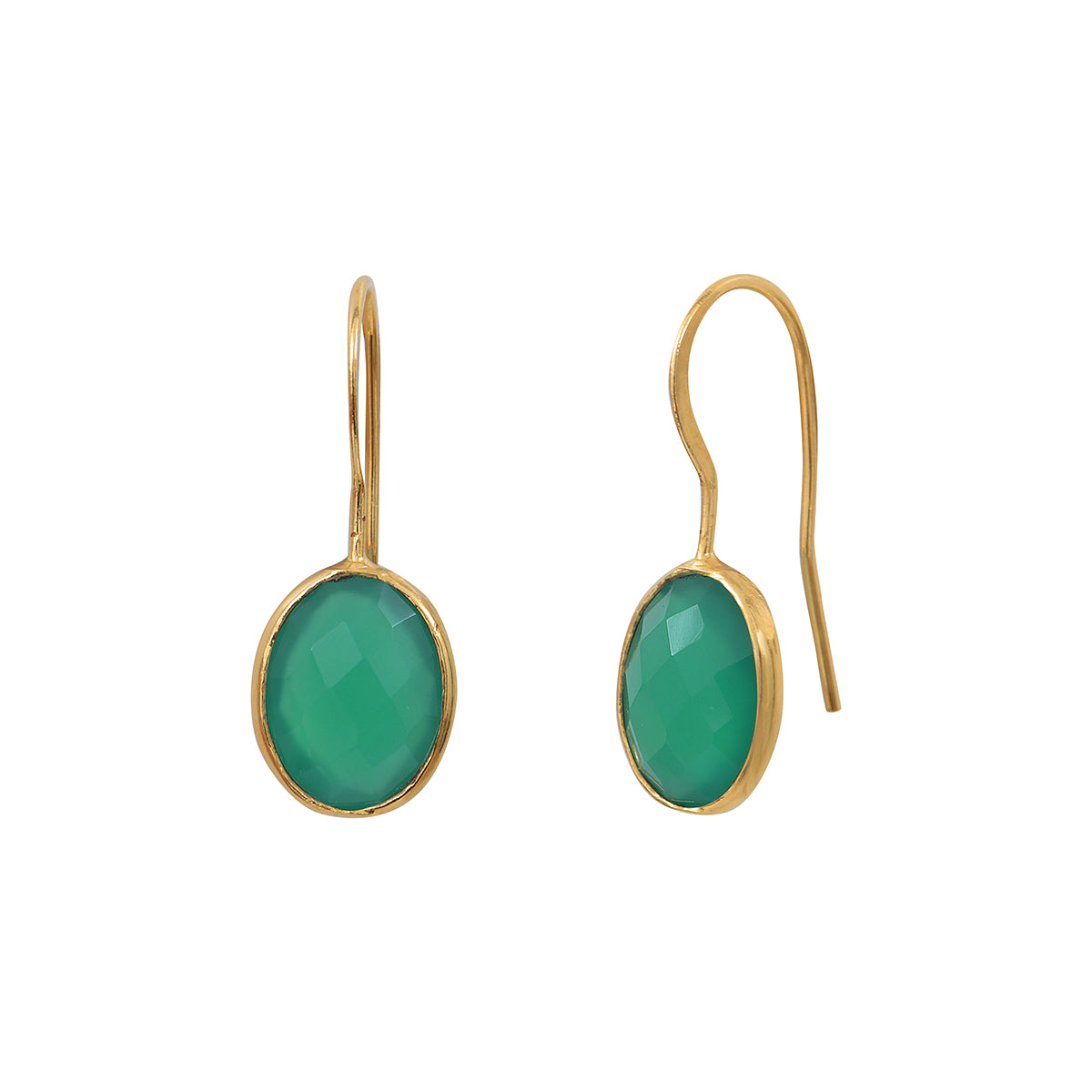 BOUCLES D'OREILLES DORÉES QUARTZ VERT - SERTI PM