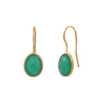 BOUCLES D'OREILLES DORÉES QUARTZ VERT - SERTI PM