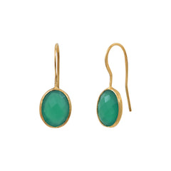 BOUCLES D'OREILLES DORÉES QUARTZ VERT - SERTI PM