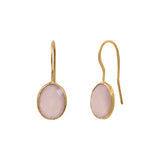 BOUCLES D'OREILLES CALCEDOINE ROSE DORÉES - SERTI PETIT MODELE