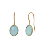BOUCLES D'OREILLES CALCEDOINE BLEUE DORÉES - SERTI PETIT MODELE