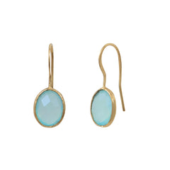 BOUCLES D'OREILLES CALCEDOINE BLEUE DORÉES - SERTI PETIT MODELE