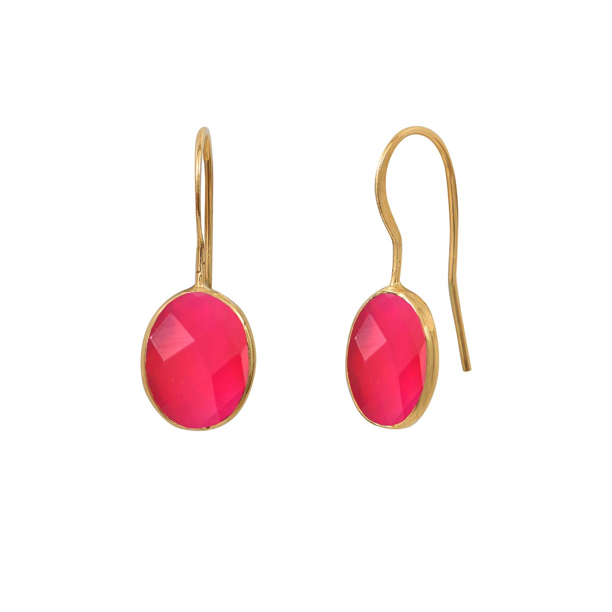 BOUCLES D'OREILLES ONYX ROSE DORÉES - SERTI PETIT MODELE