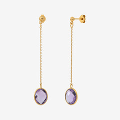 Boucles d'oreilles dorées améthyste longues - SERTI PM