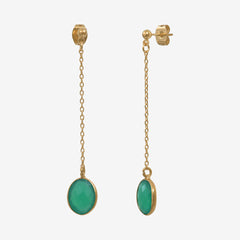 Boucles d'oreilles dorées quartz vert longues - SERTI PM
