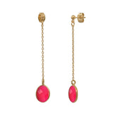 BOUCLES D'OREILLES LONGUES ONYX ROSE DORÉES - SERTI PETIT MODELE
