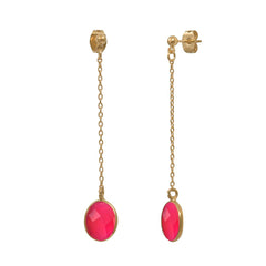 BOUCLES D'OREILLES LONGUES ONYX ROSE DORÉES - SERTI PETIT MODELE