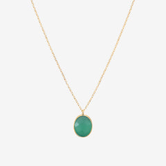 Collier doré quartz vert - SERTI PM