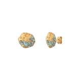 BOUCLES D'OREILLES  DORÉES - SEVEN BLEU OPALE