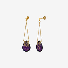 Boucles d'oreilles dorées améthyste - SOLANGE