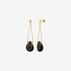 Boucles d'oreilles dorées onyx - SOLANGE