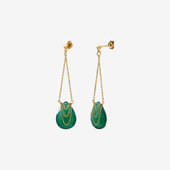 Boucles d'oreilles dorées quartz vert - SOLANGE