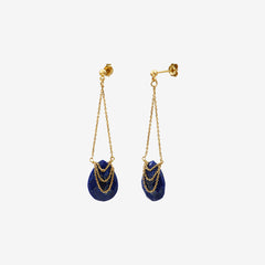 Boucles d'oreilles dorées lapis lazuli - SOLANGE
