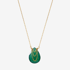 Collier doré quartz vert - SOLANGE