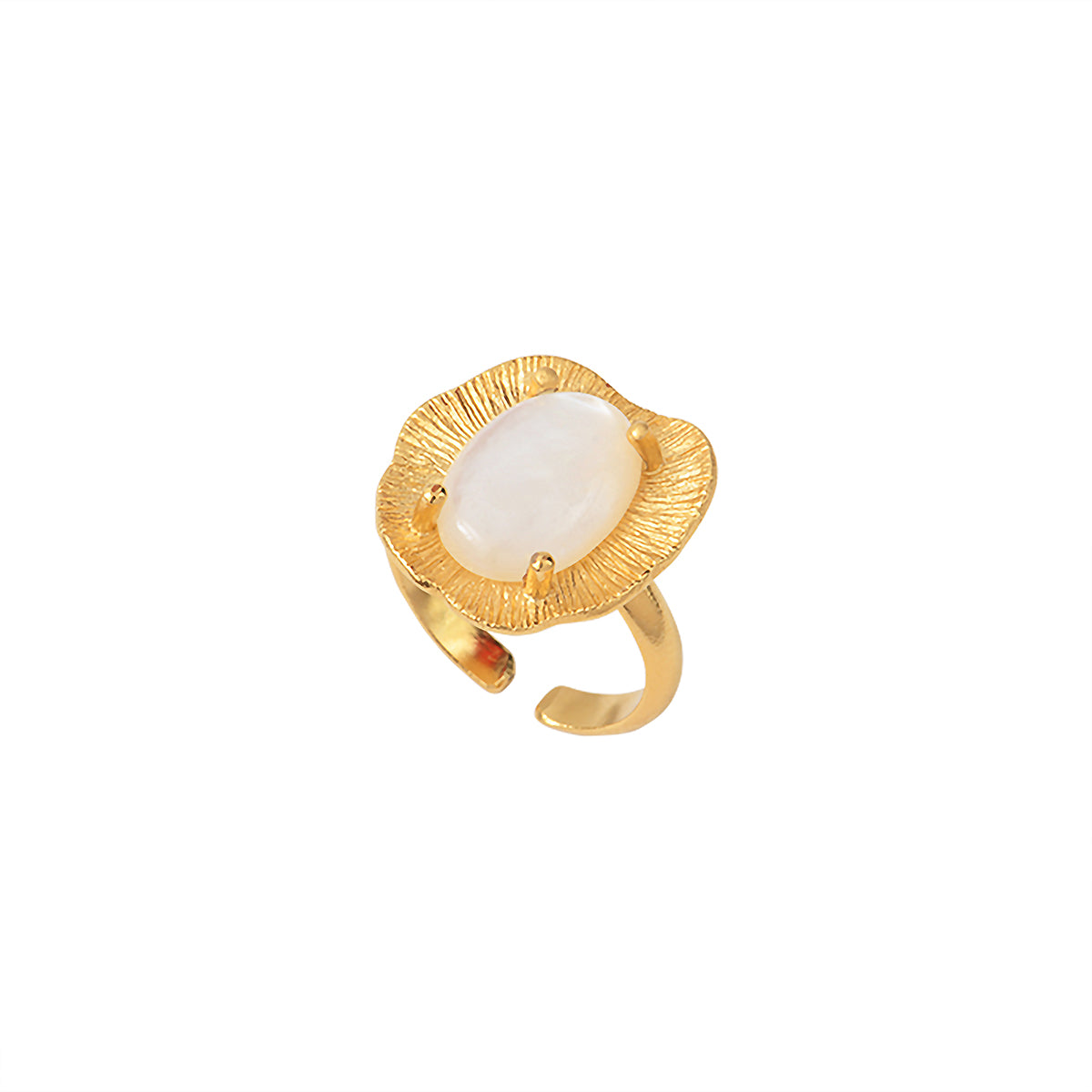 BAGUE NACRE BLANCHE DORÉE - SWANN