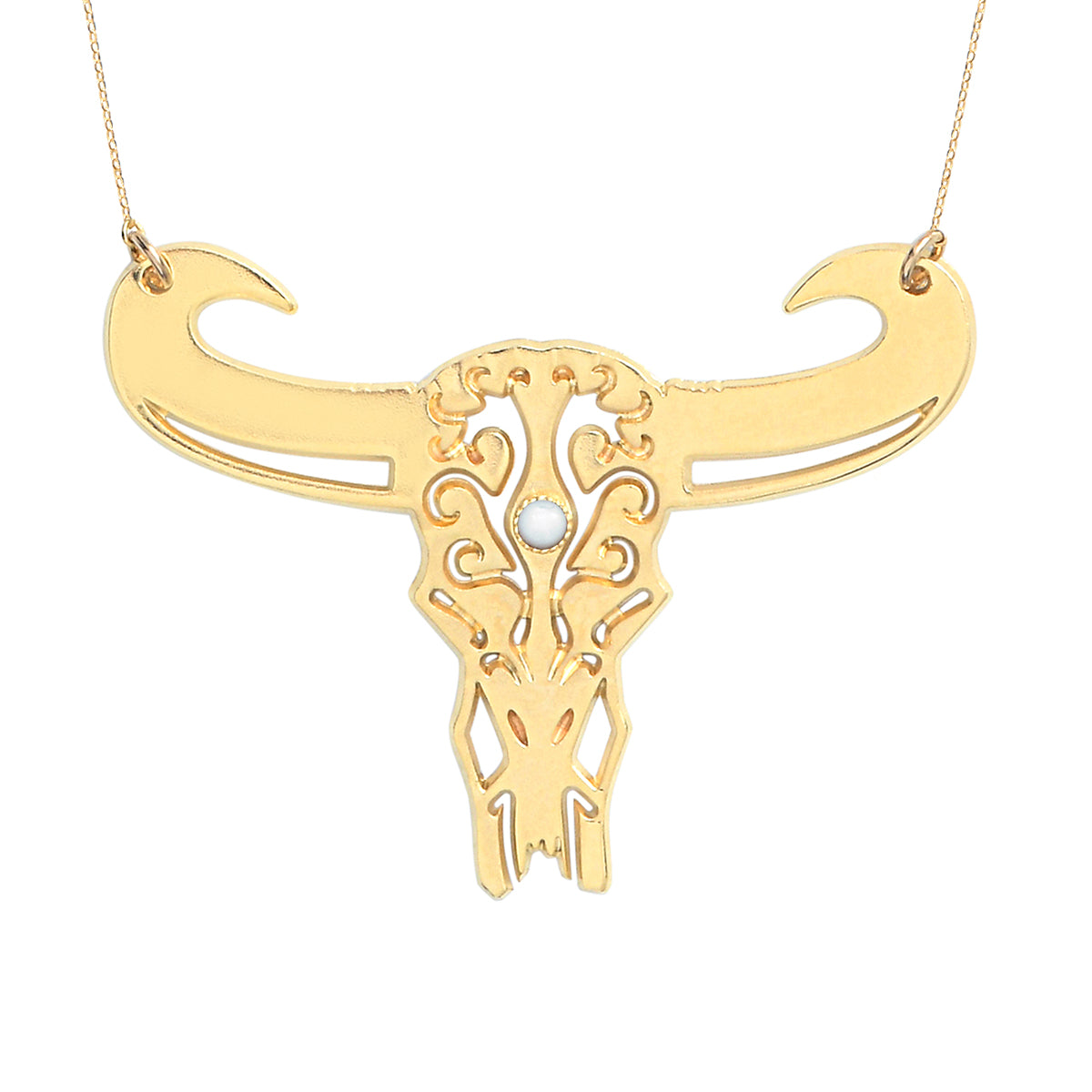 COLLIER TATOO BUFFLE GRAND MODELE NACRE BLANCHE
