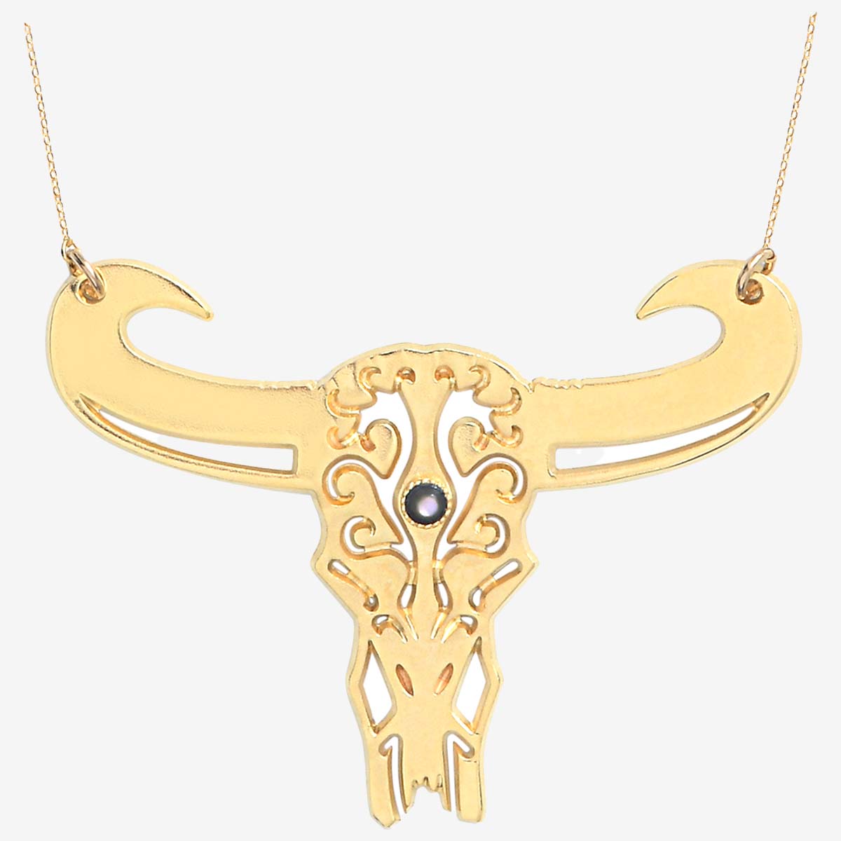 COLLIER DORÉ BUFFLE GRAND MODELE NACRE GRISE - TATOO