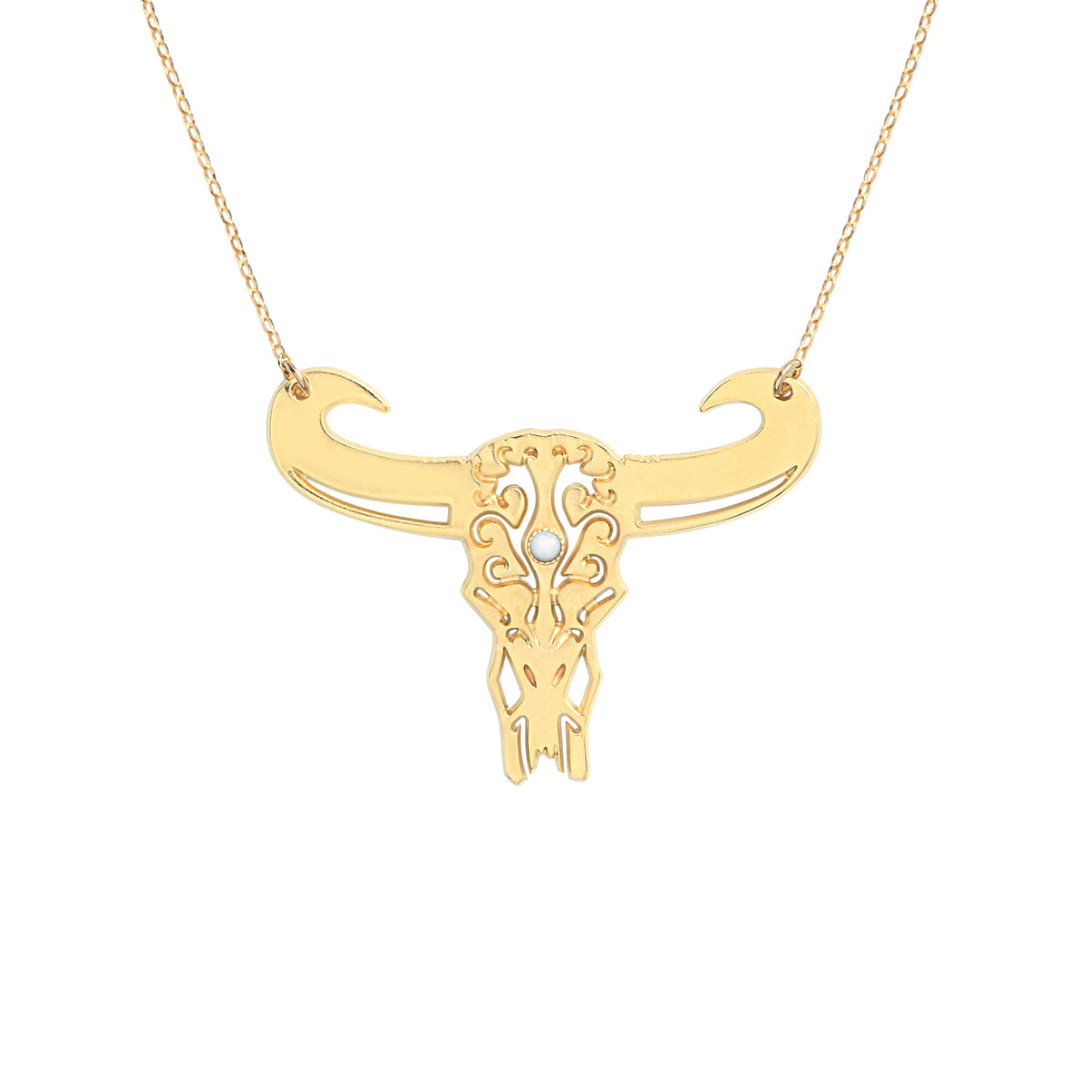 COLLIER TATOO BUFFLE PETIT MODELE NACRE BLANCHE