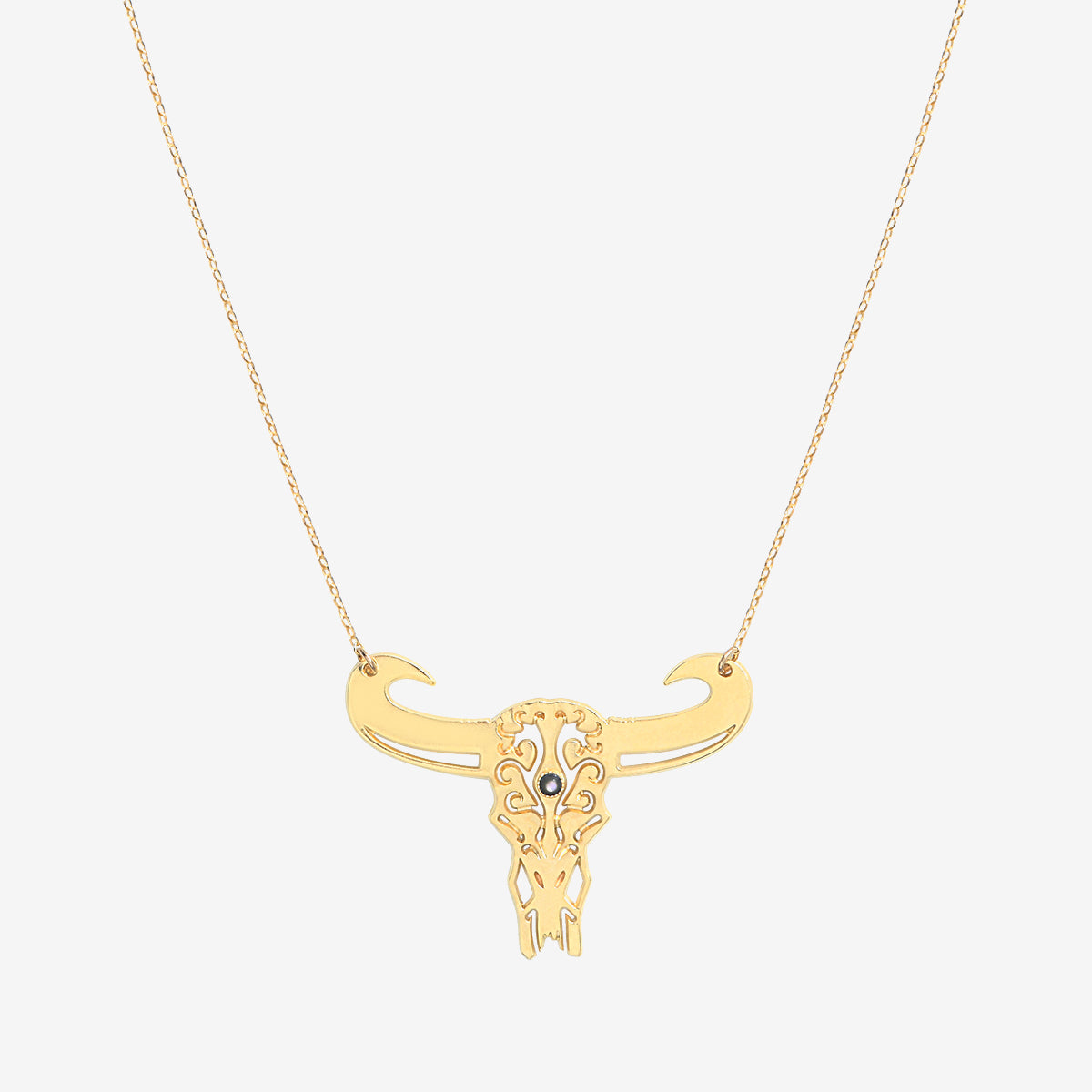 COLLIER DORÉ BUFFLE PETIT MODELE NACRE GRISE - TATOO