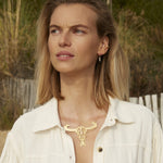 COLLIER DORÉ BUFFLE GRAND MODELE NACRE GRISE - TATOO
