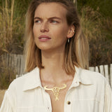COLLIER DORÉ BUFFLE GRAND MODELE NACRE GRISE - TATOO