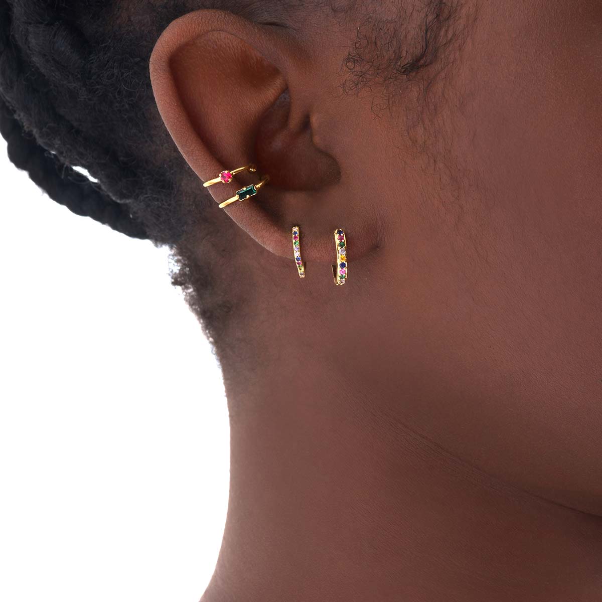 BAGUE D'OREILLE  AURORE BORÉAL DORÉE - BAGUETTE