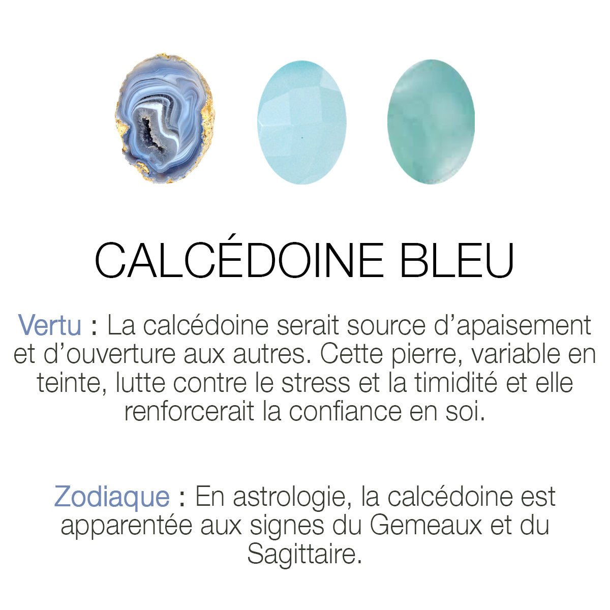 COLLIER CALCEDOINE BLEUE DORÉ - SERTI PETIT MODELE